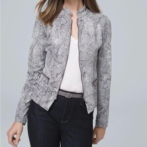 White House Black Market Snake Print Leather Jacket